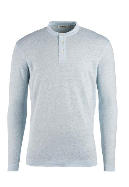 Henley shirt made of pure linen jersey, long sleeve