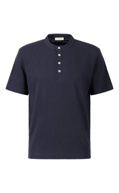 Serafino shirt made from a cooling cotton-linen blend, casual fit