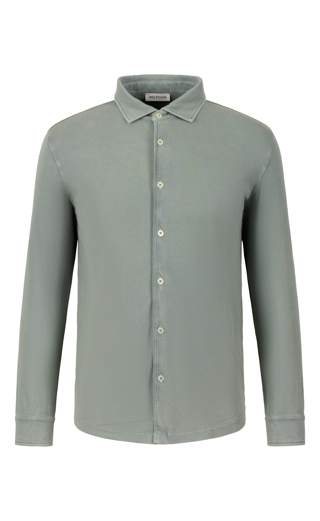 Shirt made of soft cotton piqué, long sleeve, regular fit