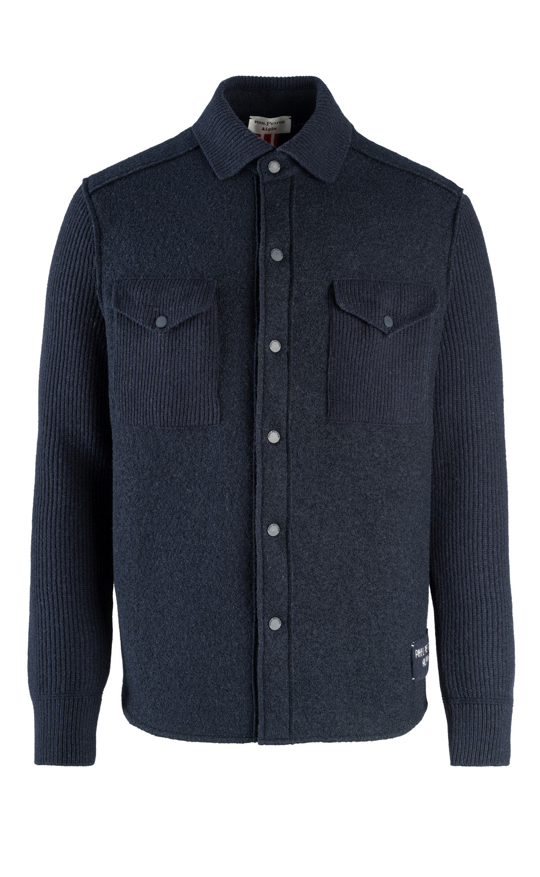 Hybrid-Overshirt aus Merino-Wollwalk mit Strickärmeln, relaxed fit