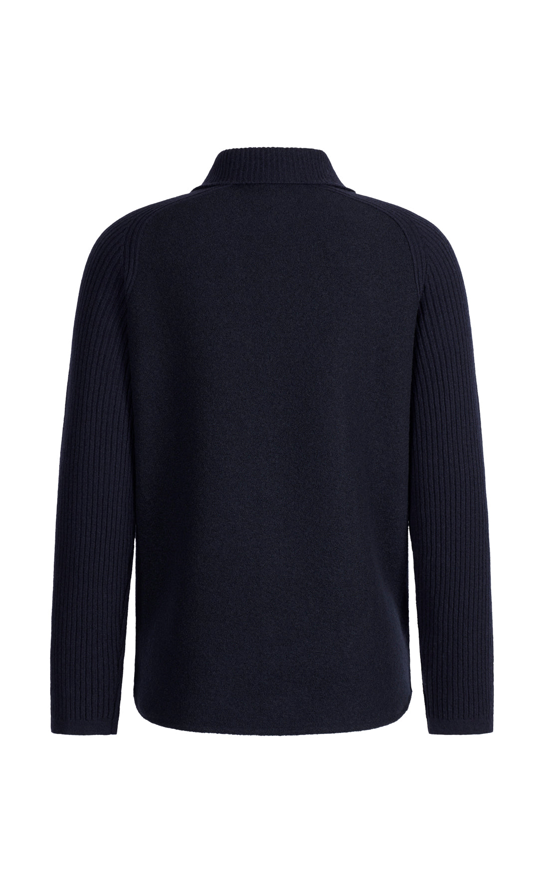 Characterful overshirt in boiled wool and ribbed knit, relaxed fit