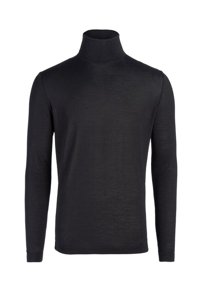 Turtleneck sweater made of extra-fine merino silk yarn