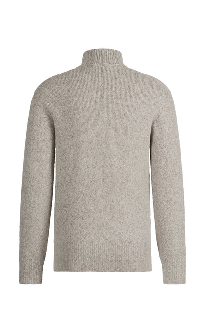 Seamless knitted turtleneck sweater in supersoft tweed yarn, relaxed fit