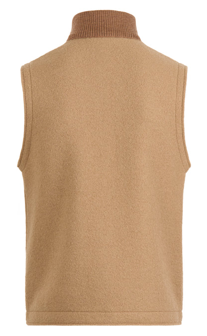 Zip-gilet made of 100% felted merino wool, relaxed fit