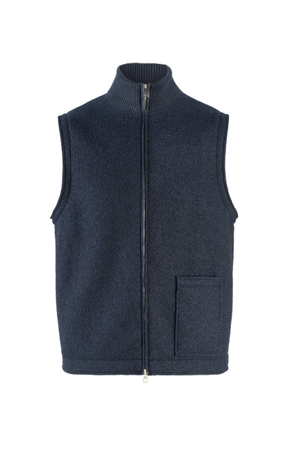 Zip-gilet made of 100% felted merino wool, relaxed fit
