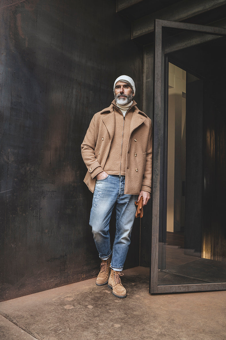 Zip-gilet made of 100% felted merino wool, relaxed fit