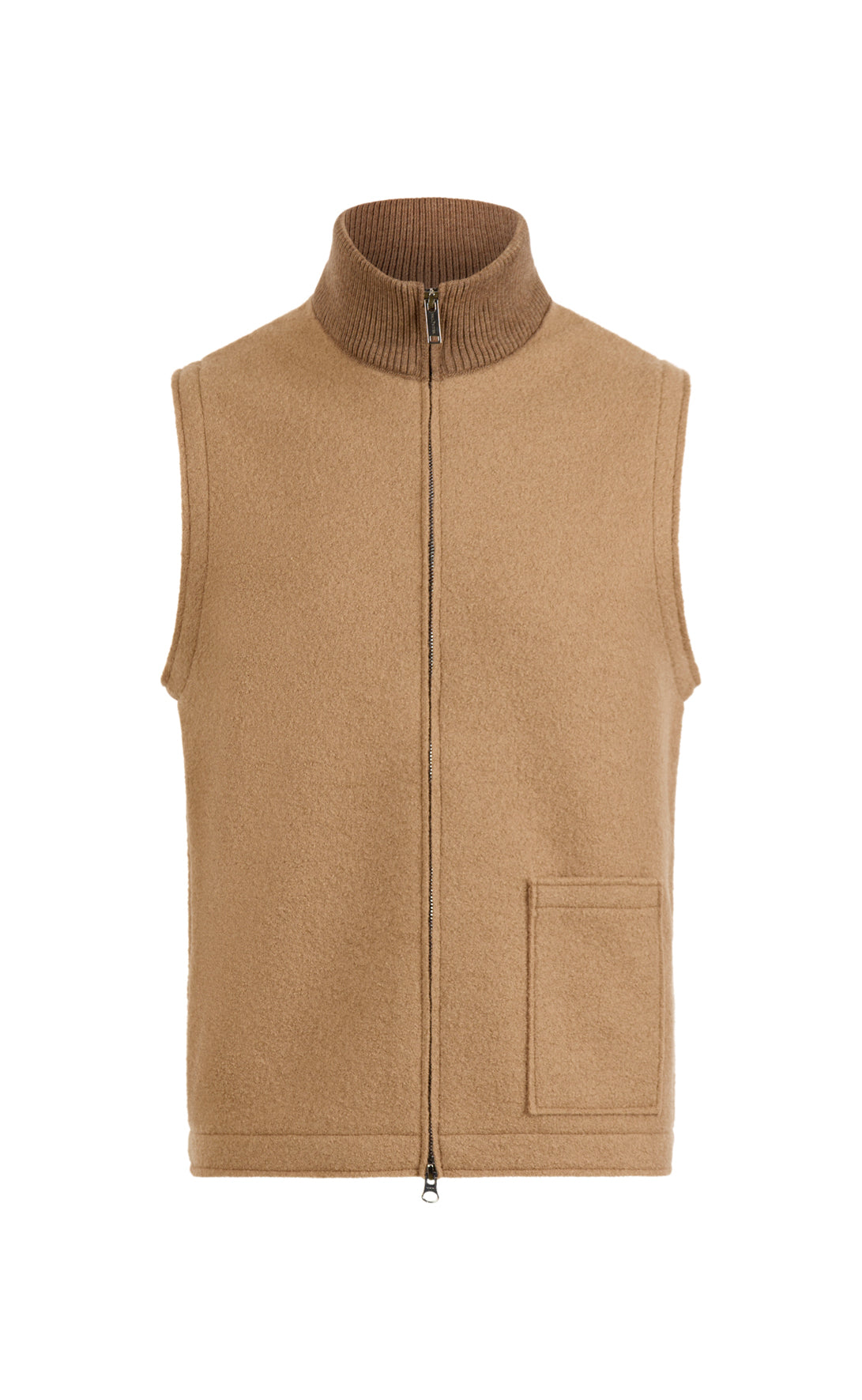 Zip-gilet made of 100% felted merino wool, relaxed fit