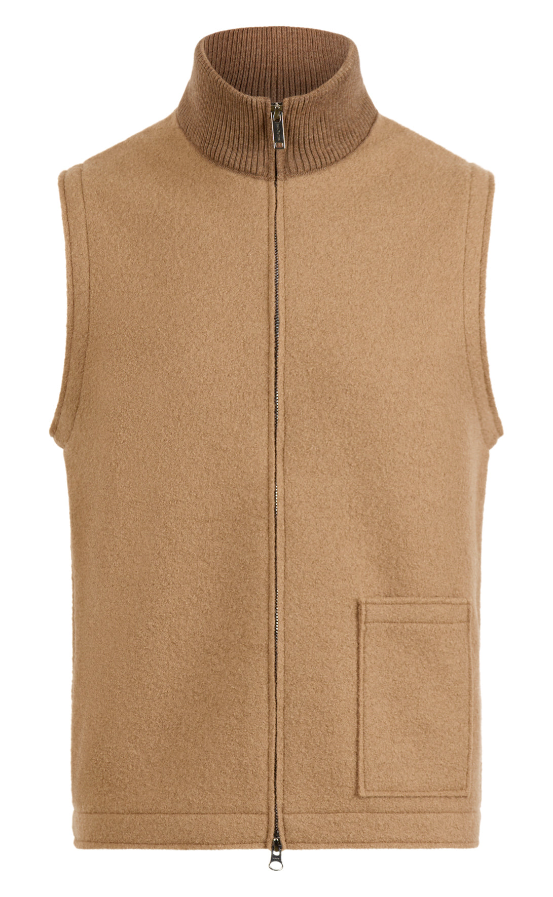 Zip-gilet made of 100% felted merino wool, relaxed fit