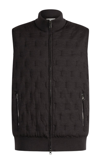 Innovative zip-up gilet in a quilted look made from the finest merino wool, relaxed fit