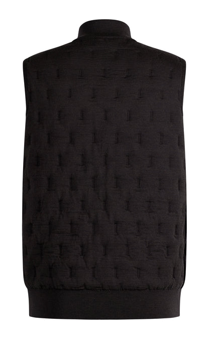 Innovative zip-up gilet in a quilted look made from the finest merino wool, relaxed fit