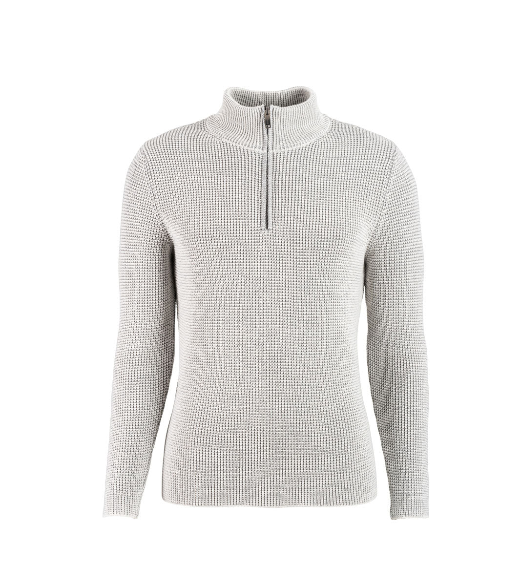 Merino wool zip-up sweater, double pearl catching knit