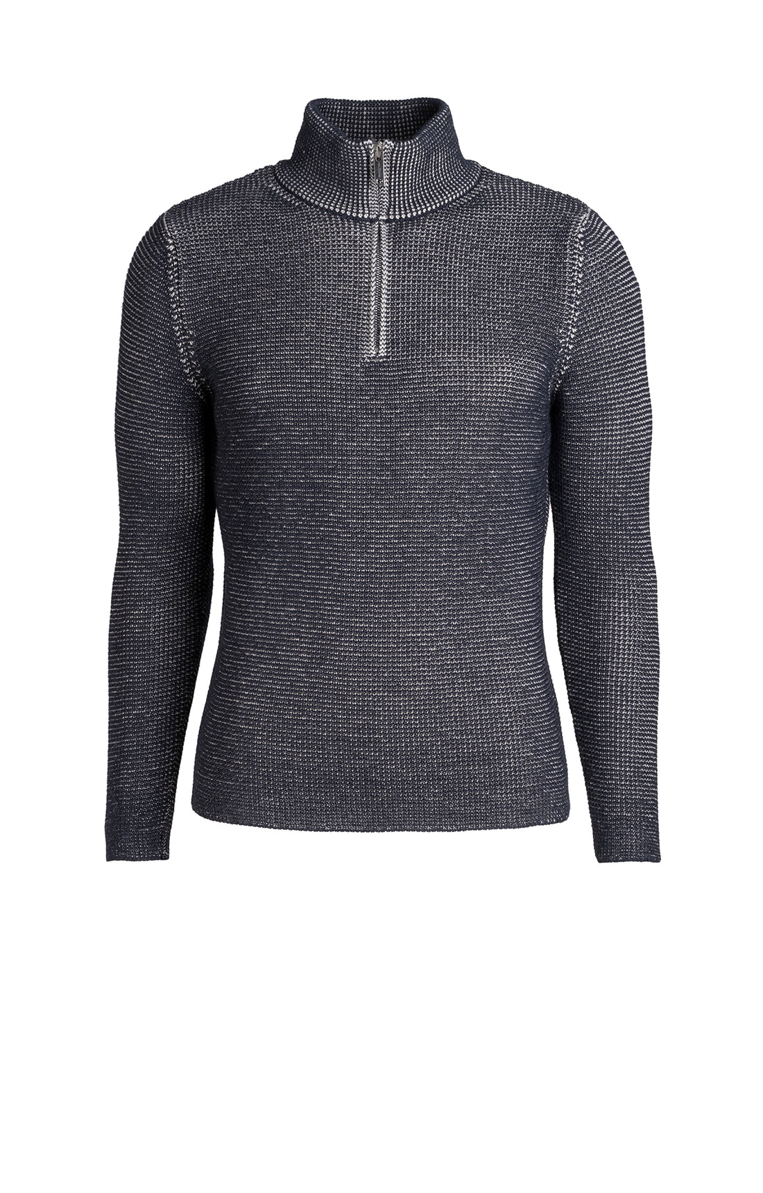 Merino wool zip-up sweater, double pearl catching knit