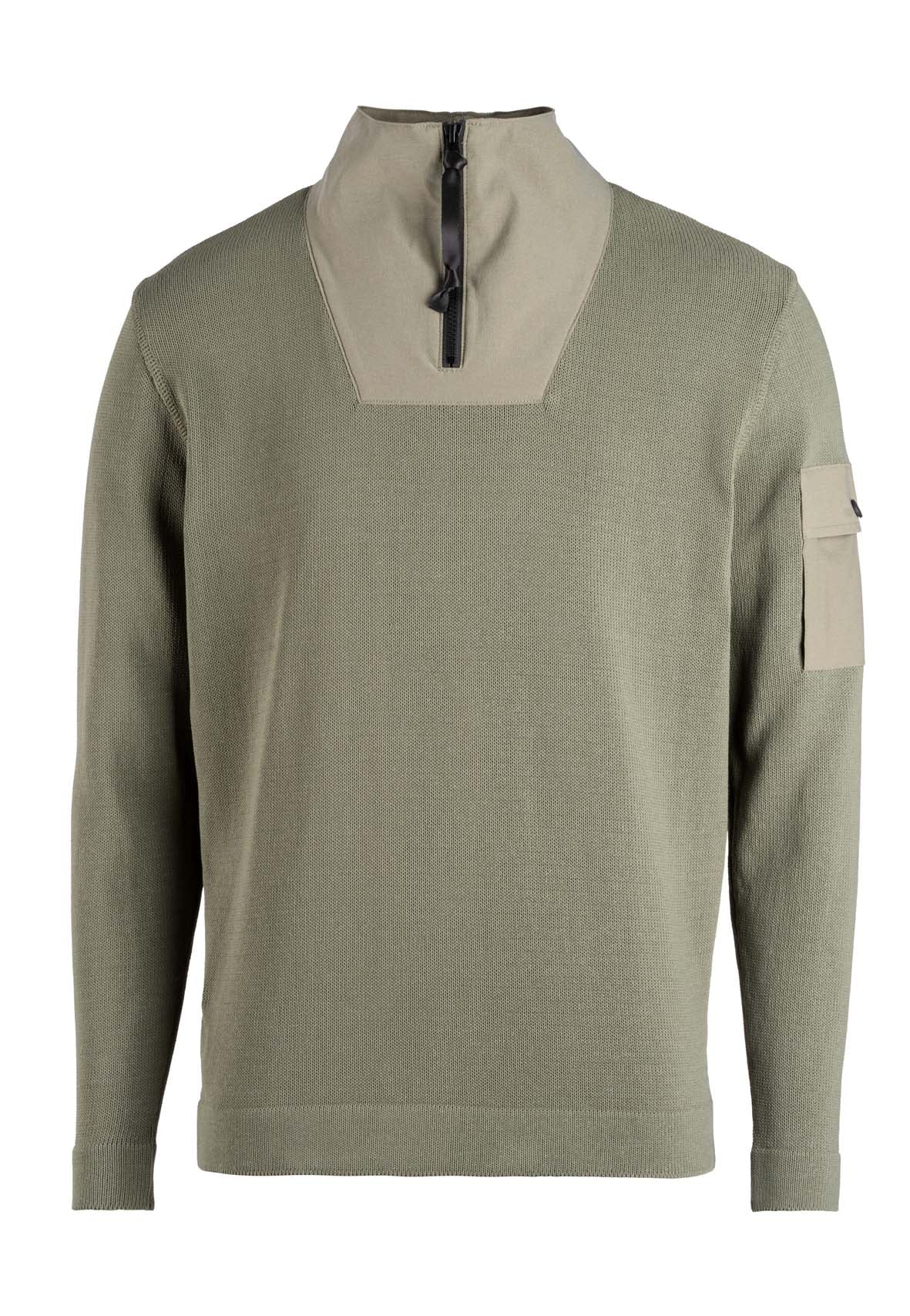 Hybrid zip-up sweatshirt made of technical cotton effect yarn, relaxed fit