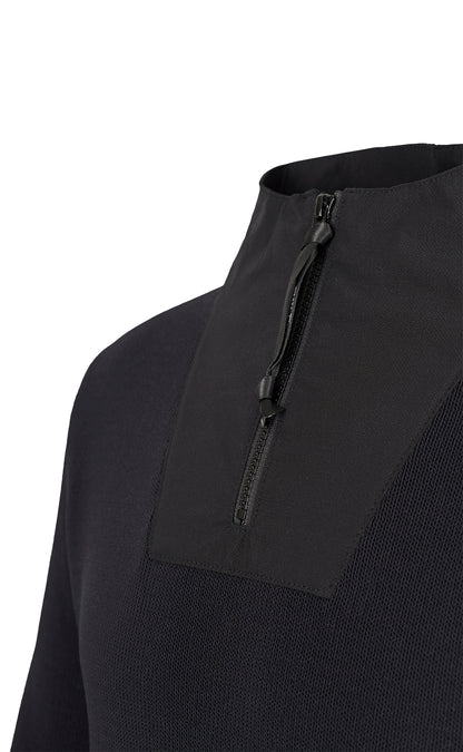 Hybrid zip-up sweatshirt made of technical cotton effect yarn, relaxed fit