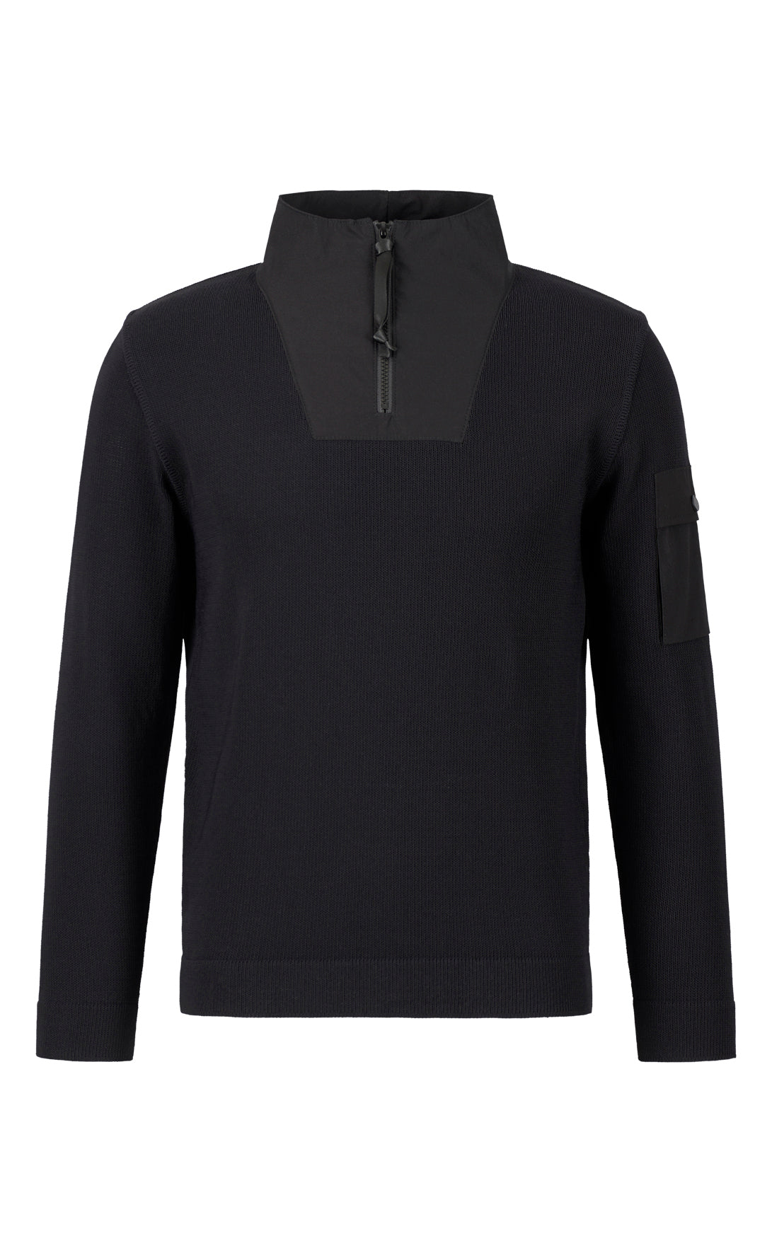 Hybrid zip-up sweatshirt made of technical cotton effect yarn, relaxed fit