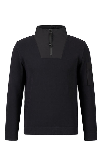 Hybrid zip-up sweatshirt made of technical cotton effect yarn, relaxed fit