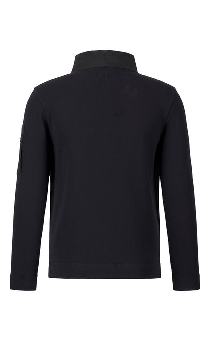 Hybrid zip-up sweatshirt made of technical cotton effect yarn, relaxed fit