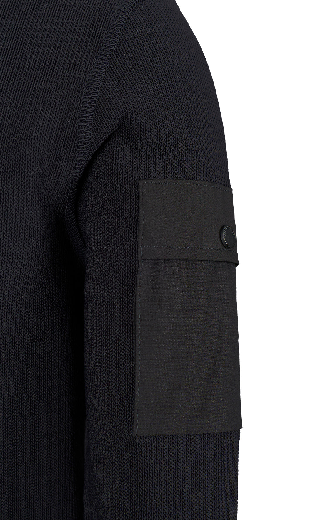 Hybrid zip-up sweatshirt made of technical cotton effect yarn, relaxed fit