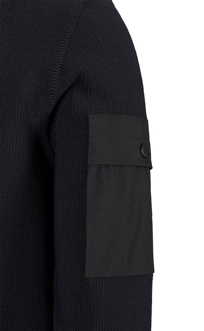 Hybrid zip-up sweatshirt made of technical cotton effect yarn, relaxed fit