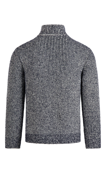 Zipptroyer in 2-color pearl catching structure made of merino wool, relaxed fit