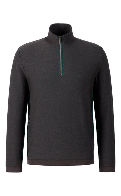 Leichter Doubleface-Zipptroyer: außen Merino-, innen Baumwolle, relxed fit
