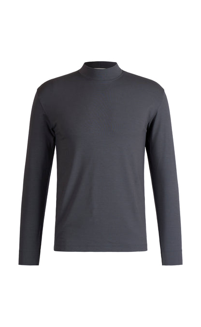 Stand-up collar shirt, long sleeve, viscose stretch