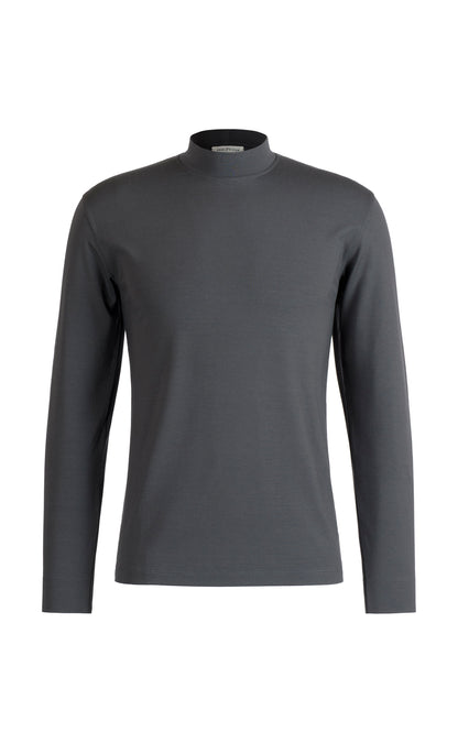 Stand-up collar shirt, long sleeve, viscose stretch