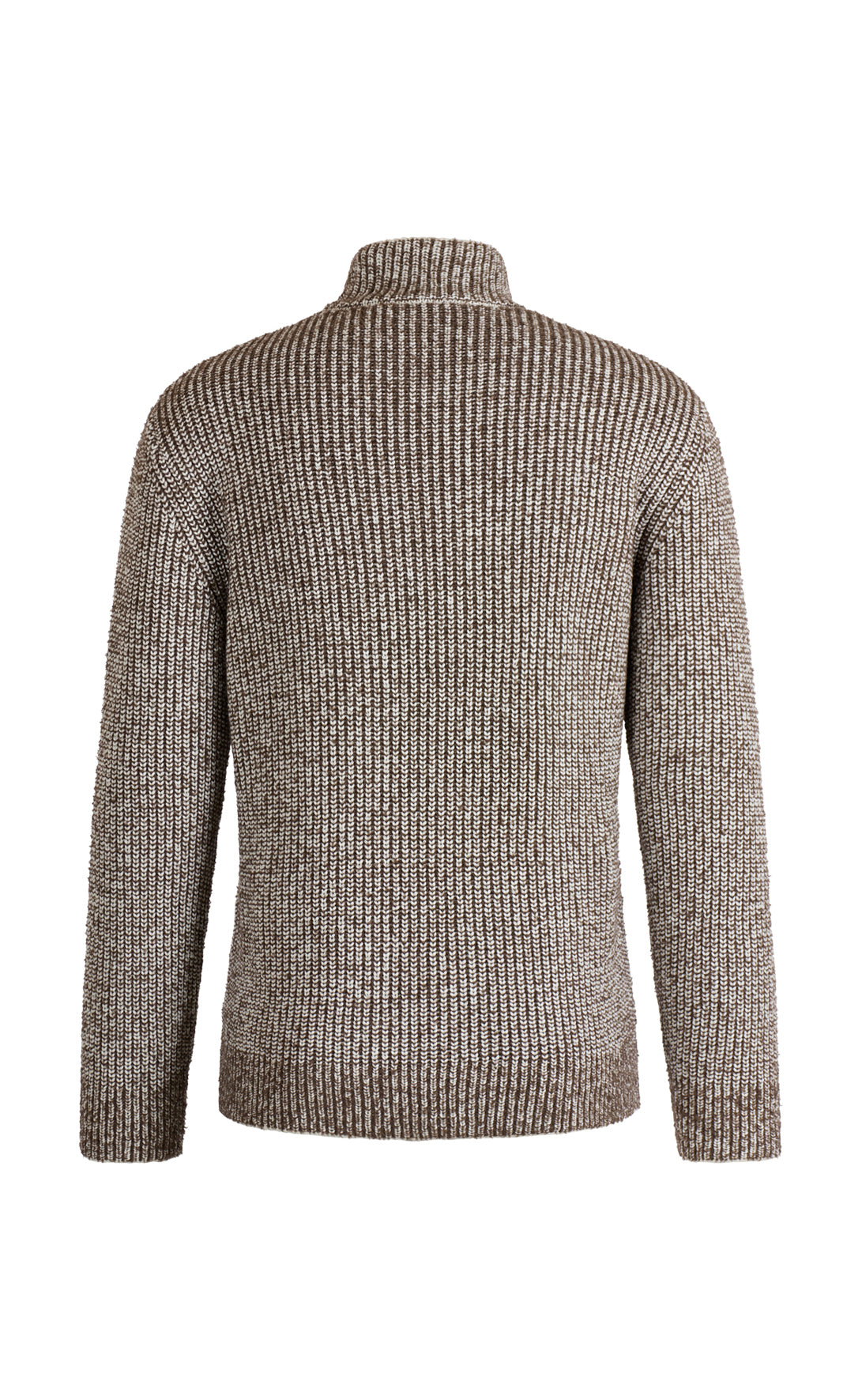 Stand-up collar sweater in 2-coloured pearl catching structure made of merino wool, relaxed fit