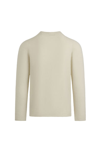 Pullover with stand-up collar made of light, stretchy Merino bouclé yarn, regular fit