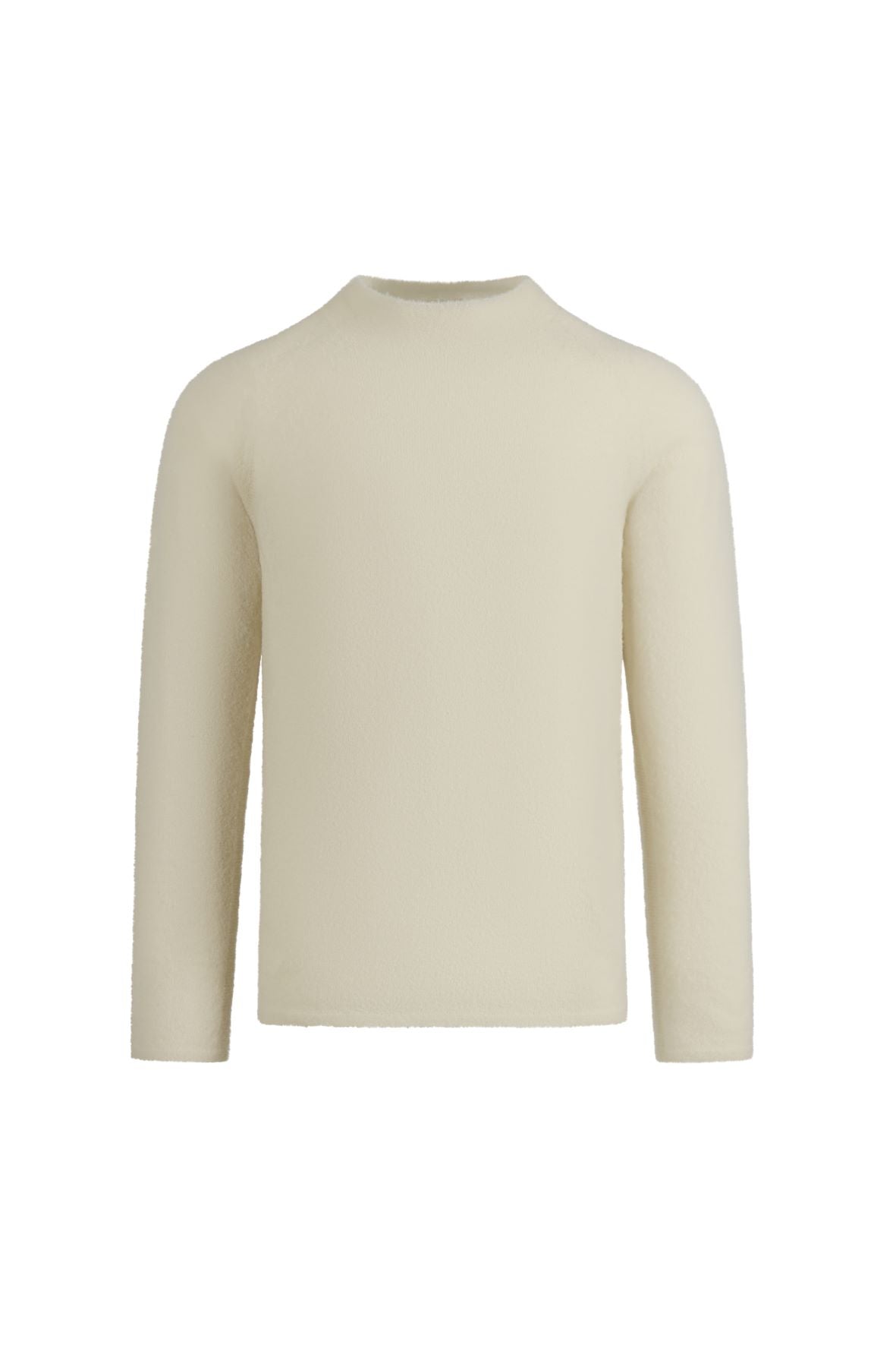 Pullover with stand-up collar made of light, stretchy Merino bouclé yarn, regular fit