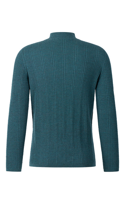 Stehkragen-Pullover in markanter Rippstruktur, nahtlos gestrickt aus feinster Merinowolle, regular fit