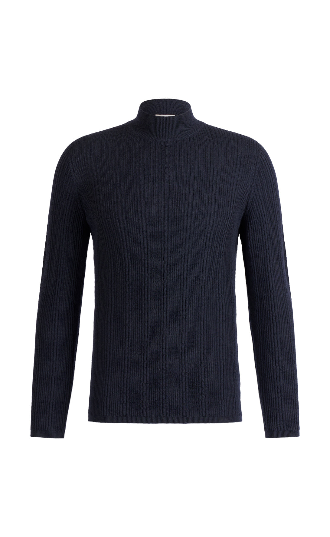 Mock neck sweater in a distinctive ribbed texture, seamlessly knitted from the finest merino wool, regular fit