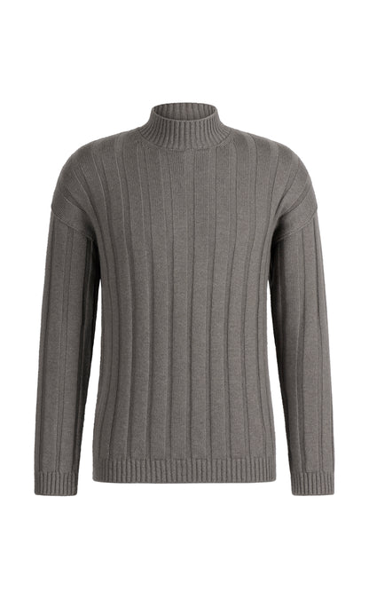 Sophisticated mock neck sweater in a soft, durable cashmere blend, modern fit